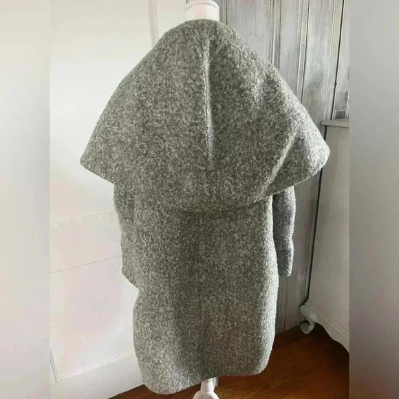 ZAC POSEN|Wool Gray Open Blanket Cape Coat Pockets Minimalist Timeless Capsule|S - Picture 5 of 14